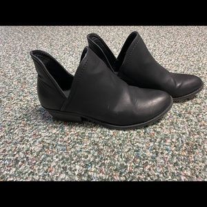 Black leather booties